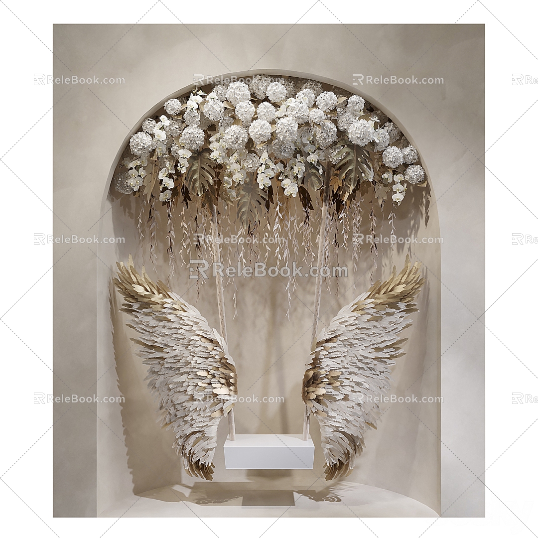 Wings decorative wall photo background wall 3d model