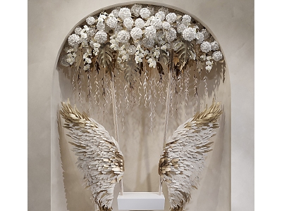 Wings decorative wall photo background wall 3d model