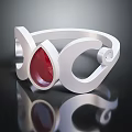 Modern Silver Ring With Red Teardrop Gemstone And Sleek Curved Design 3d model