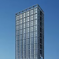 Modern High Rise Office Building With Glass Curtain Wall And Steel Frame Exterior Design