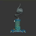 Blue Mechanical Creature With Tentacle Base And White Flowing Energy Details 3d model