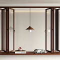 Open Casement Window Design With Wooden Frame And Modern Interior Sill Decorations