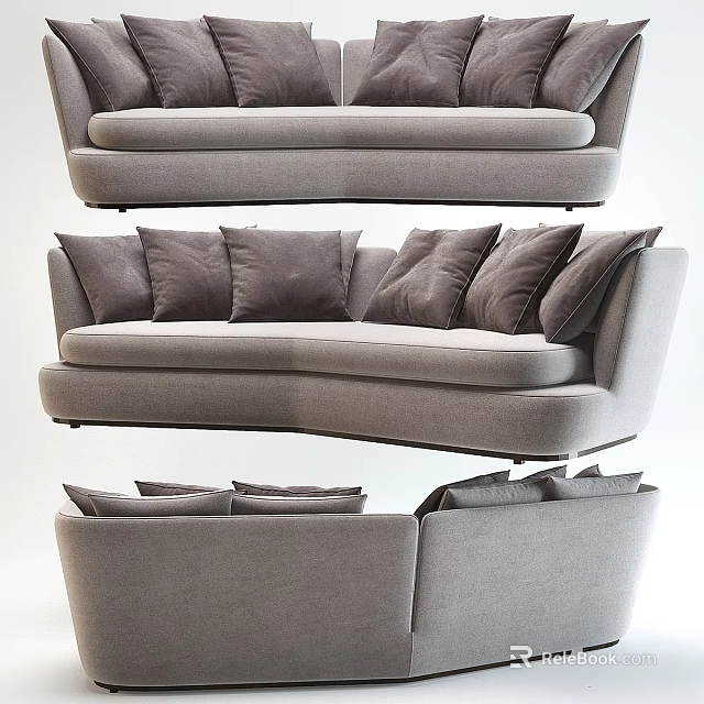 Gray Two Seater Sofa With Soft Cushions And Modern Comfortable Design 3d model