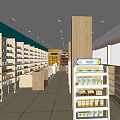 Spacious Pharmacy Store Interior With Organized Shelves Medicines And Refrigerators
