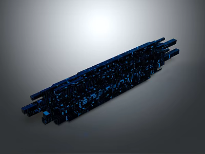 Blue Futuristic Complex Spacecraft Module with Advanced Mechanical Structure for Deep Space Travel 3d model