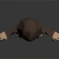 Bearded Hooded Monk 3D Character In Low Poly Style With Brown Robe And Belt