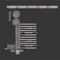 Industrial Equipment With Metal Frame Pipes Radiators And Support Structure
