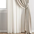 Light Beige And White Curtains With Tied Knot Design And Soft Textured Fabric