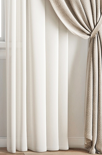 Modern curtain gauze curtain folding curtain combination 3d model