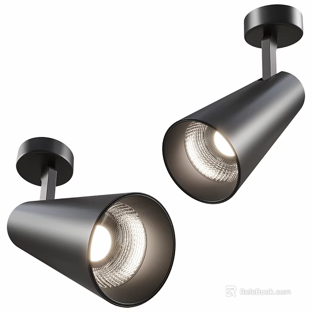Modern Black Downlights And Spotlights With LED Lighting For Ceiling Installation 3d model 