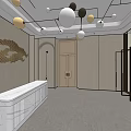 Modern Elevator Hallway Design With Wall Art And Recessed Lighting 3d model