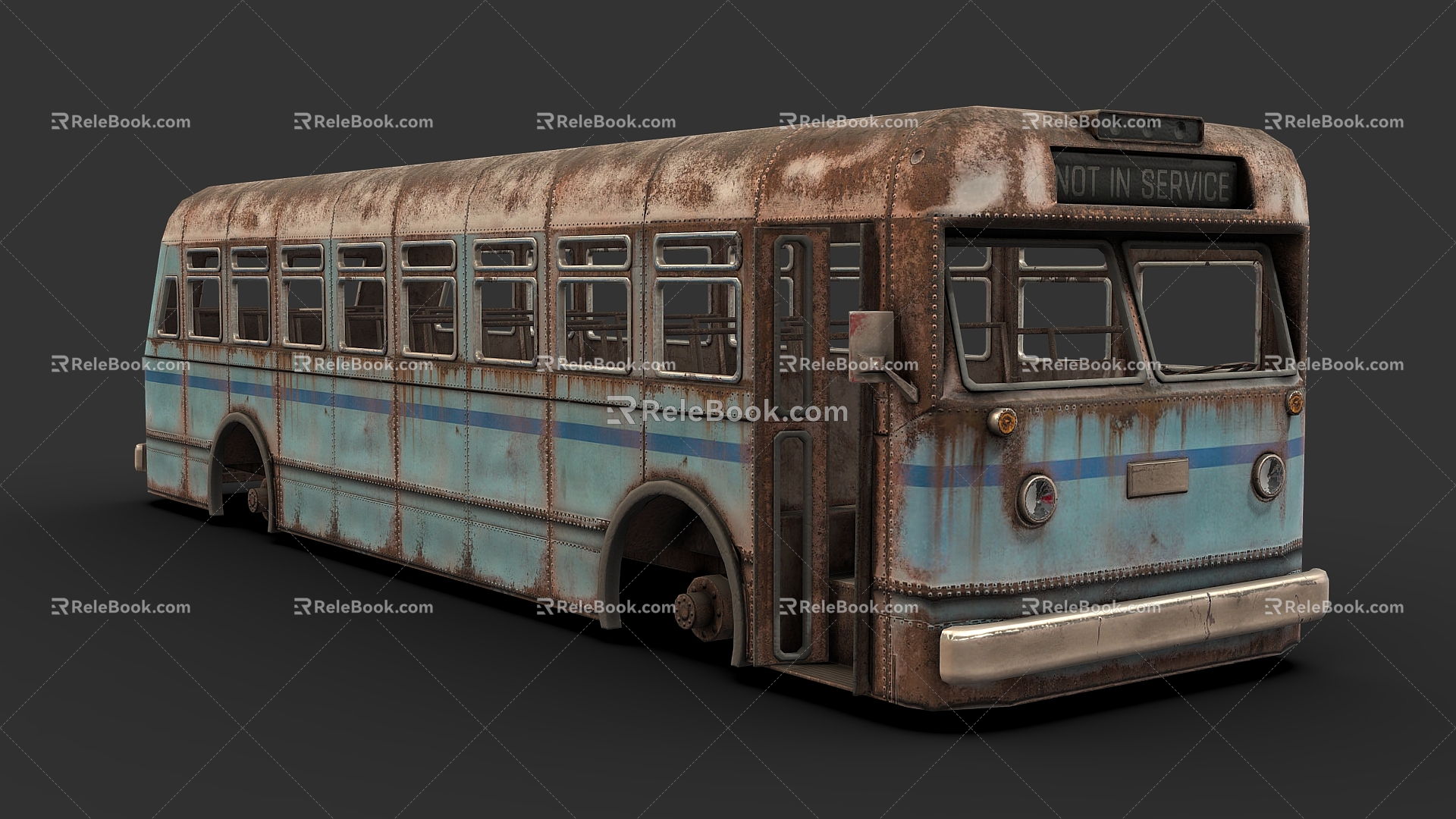 Bus Scrap Car Abandoned Doomsday Bus Doomsday Bus Industrial Wind Car Frame Car 3d model