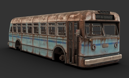 Bus Scrap Car Abandoned Doomsday Bus Doomsday Bus Industrial Wind Car Frame Car 3d model