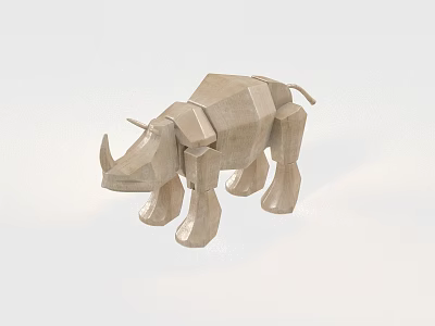 Modern Decorative Animal Wood Carving Rhino 3d model
