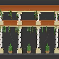 Double Story Architectural Brick Model With Red Roof White Columns Green Vines And Small Trees