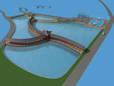 New Chinese-style Promenade Water Promenade 3d model