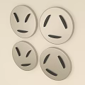 Four Circular Wall Decor With Smiley Face Design For Modern Home Interior
