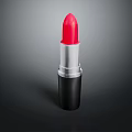 High Quality Red Lipstick Cosmetic Product With Silver And Black Case Isolated On Dark Background