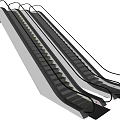 Modern Dual Escalators With Black Handrails Silver Frame And Steps 3d model
