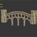Classical Garden Landscape with Historic Arch Structure Two Towers and Stone Columns