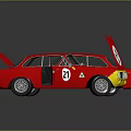 Red Race Car Models With Number 21 Open Hood And Doors Showcasing Interior