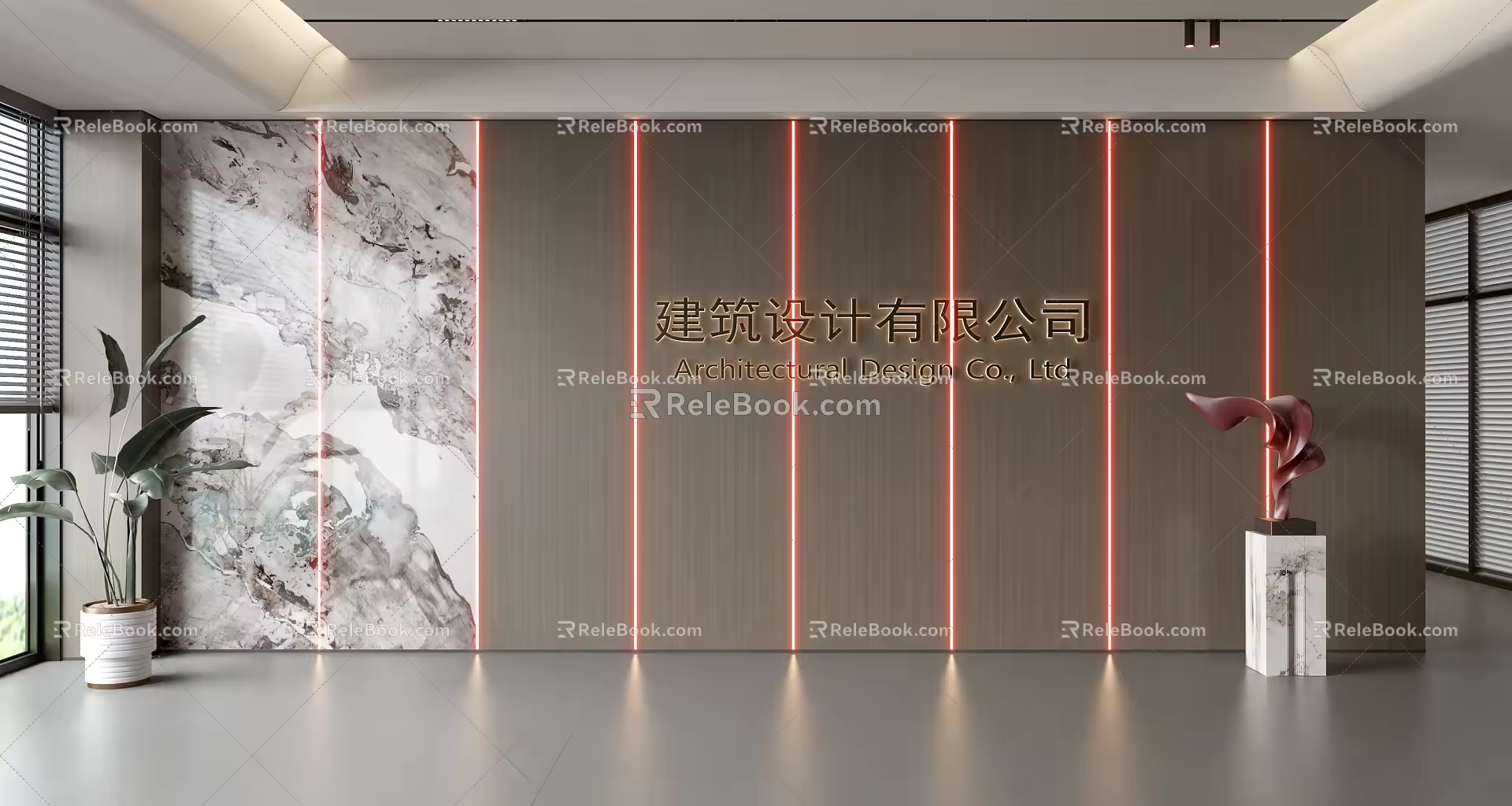 Modern Front Desk Background Wall Simple Background Wall Front Desk Reception Area Background Wall Company Front Desk Background Wall 3d model