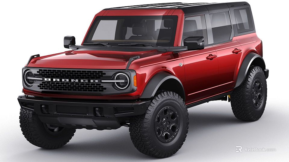 Red Ford Bronco SUV With Rugged Design And Off Road Tires 3d model 