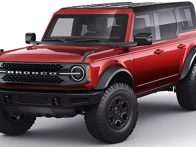 Red Ford Bronco SUV With Rugged Design And Off Road Tires 3d model Red Ford Bronco SUV With Rugged Design And Off Road Tires 3d model