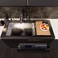 Modern Stainless Steel Kitchen Sink With Sleek Countertop Faucet And Cabinets