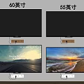 60 Inch And 55 Inch Wall Mounted TVs With Scenic Display Screens