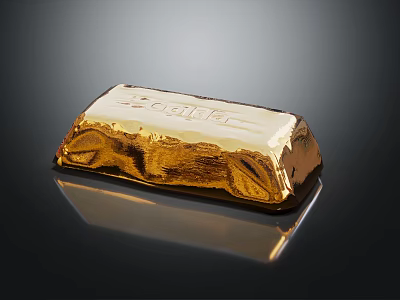 Elegant Decorative Ornament Combination With Shiny Golden Gold Bar Display Piece 3d model