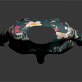 Elegant Dark Green Floral Long Sleeve Dress With Yellow White Pink Flowers