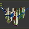 Outdoor Children's Playground Equipment with Slide Climbing Frame and Colorful Poles