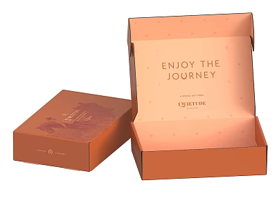 Open Orange Gift Box With Enjoy The Journey Text And QWELLINE Brand 3d model