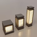 Modern Outdoor Lights with Square Design Wooden Frame and Illuminated Strips in Different Sizes
