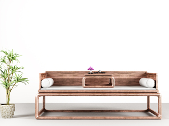 New Chinese-style Rohan Bed Solid Wood Sofa 3d model