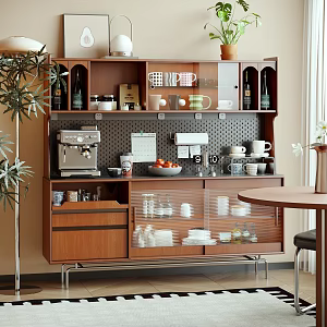 Modern Silent Sideboard Locker Coffee Machine Wine Bottle Wine Glass Ornaments Combination 3d model