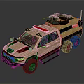 Military Armored Six Wheel Vehicle With Roof Mounted Weapon And Khaki Exterior