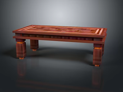 Classic Wooden Furniture Table With Rectangular Carved Surface And Decorative Legs Design 3d model