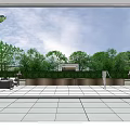 Modern Sales Office Building With Surrounding Greenery Water Feature And Parking Area