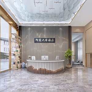 New Chinese Front Desk Hotel Front Desk 3d model