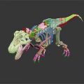 Detailed Dinosaur Skeleton Display Model With Realistic Bone Structure And Scientific Features 3d model