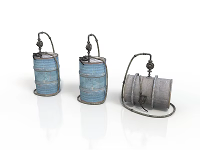 Realistic Style Metal Barrel Metal Barrel Oil Barrel Iron Barrel Container Storage Barrel Industrial Equipment Waste 3d model