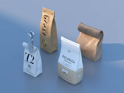 Assorted Paper Bags With Brand Labels And Designs For Daily Household Use 3d model