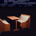 Modern Wooden Public Chair Set With Table And White Cushioned Seats