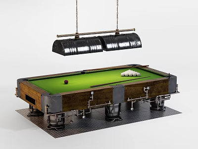 Premium Wooden Billiard Table Sports Equipment With Green Felt Surface Balls And Cue Stick 3d model