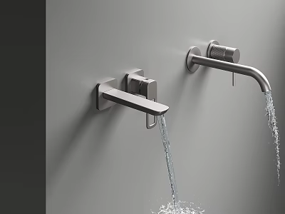 Modern Wall Mounted Faucet With Smooth Water Flow And Sleek Stainless Steel Design 3d model