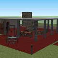 Modern Detached Villa Exterior With Wooden Platform Steps And Awning Structure
