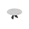 Round Marble Top Dining Table With Modern Black Geometric Base Design 3d model