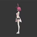 Cute Game Anime Character With Pink Hair Rabbit Ears And Pink White Maid Outfit